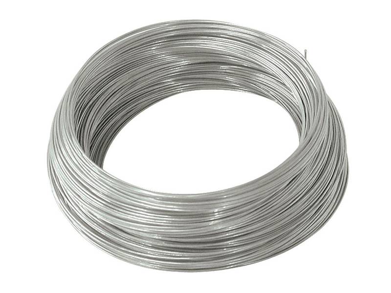 A roll of T316 stainless steel wire on white background.